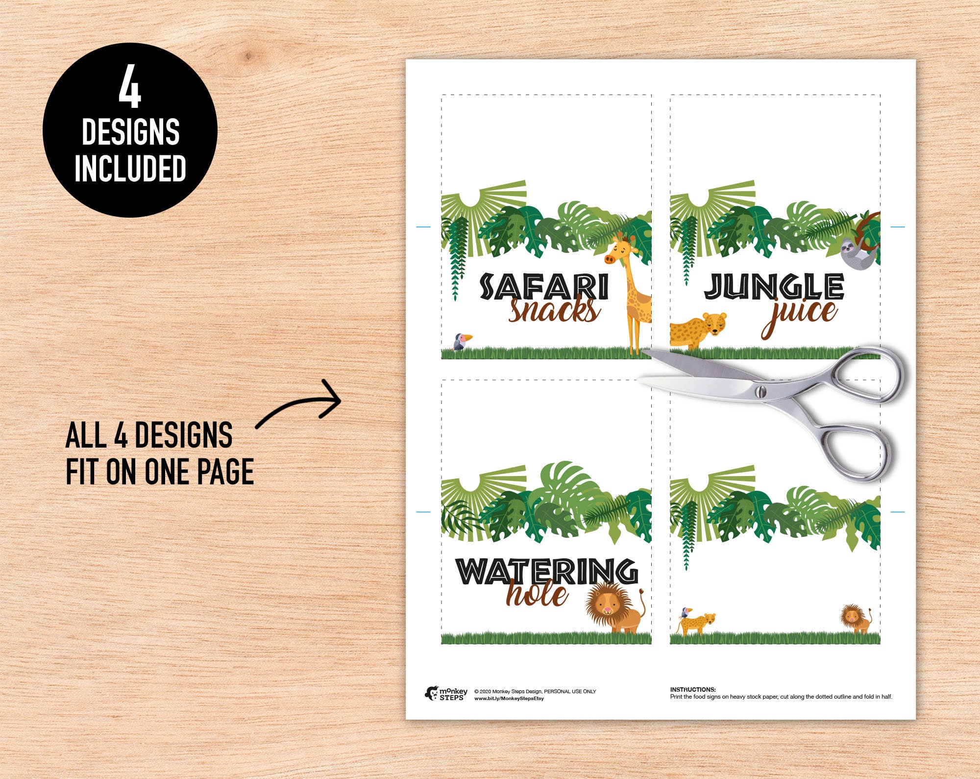 food-signs-for-safari-party-last-minute-printable-decorations-make-your-own-wild-one-birthday-party-4-folded-tent-signs-instant-download-etsy