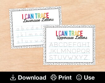 A-Z Letter Tracing Pages, 2 Alphabet Writing Worksheets, Preschool & Kindergarten Printable Binder, ABC Learning Activity, INSTANT DOWNLOAD