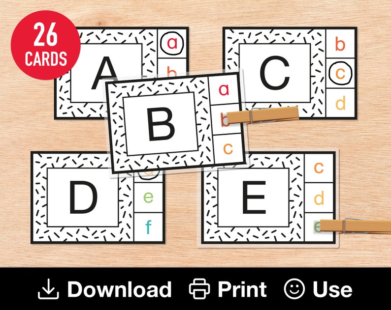 26 Printable Alphabet Matching Cards A-Z Uppercase &amp; - Etsy UK