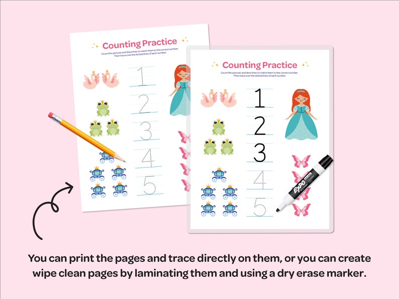 Princess Pattern Counting Princess Learning Packet: Preschool & Kindergarten Worksheets and ...