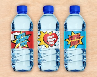 Super Dad Drink Wraps Printable, Last Minute Party Supplies, Happy Father's Day, Make Your Own Decor, Print at Home, Superhero Daddy