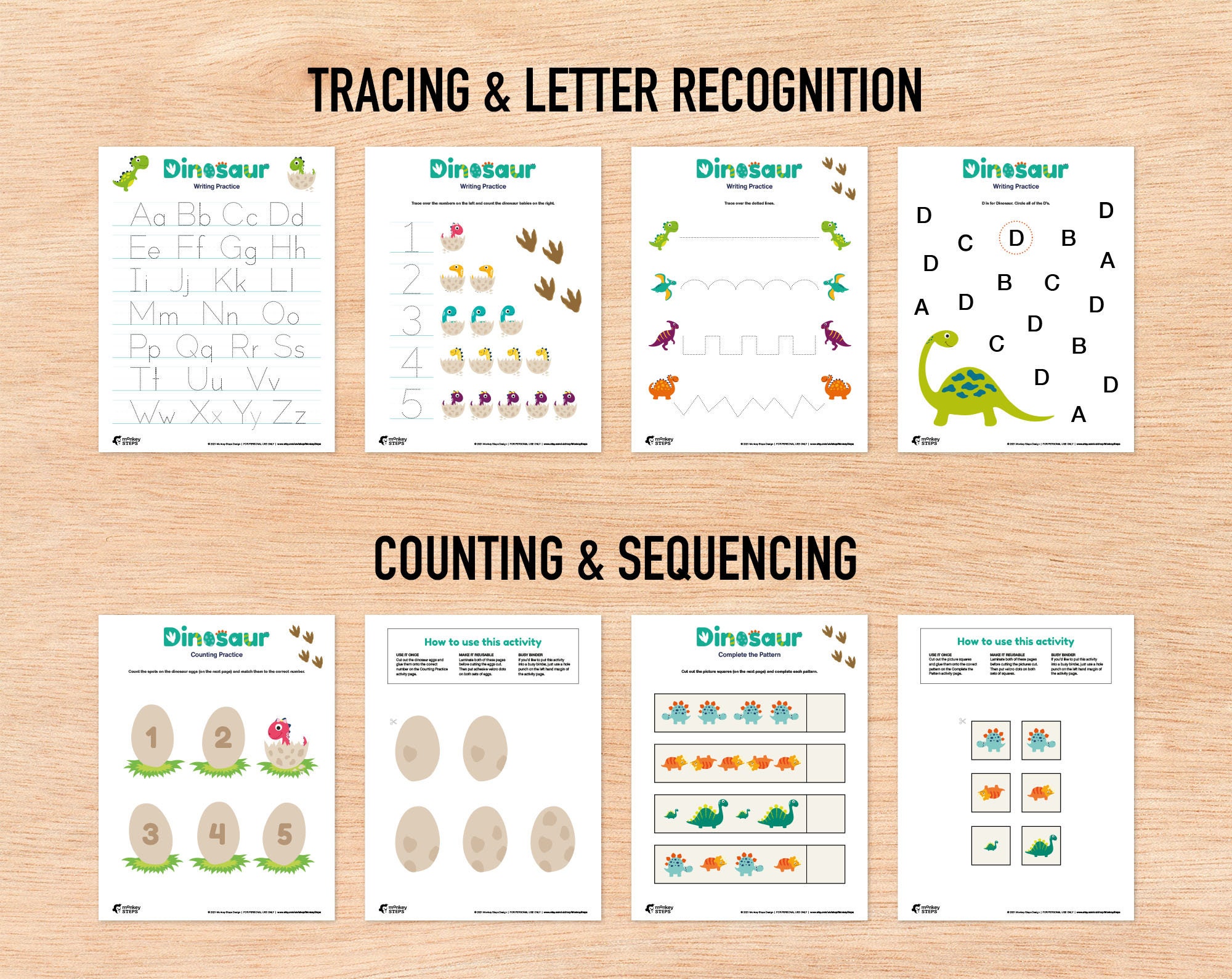 20 Dinosaur themed Worksheets & Learning Activities Preschool | Etsy