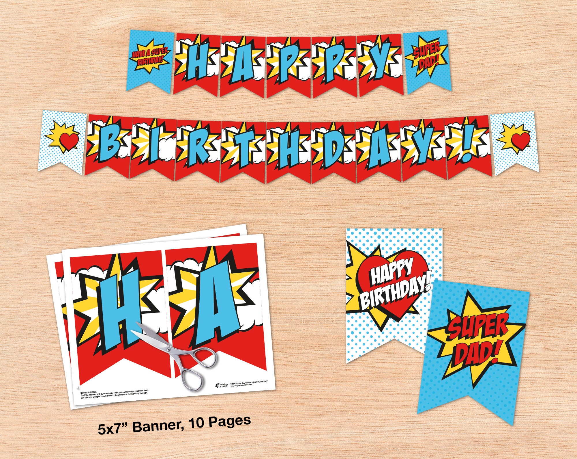 happy-birthday-banner-printable-super-dad-theme-last-minute-diy-bday-party-decorations-make-your-own-sign-superhero-daddy-etsy