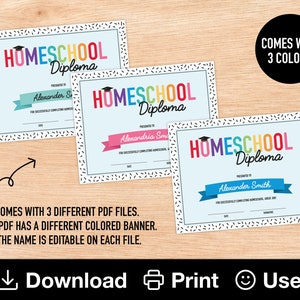 Editable Homeschool Diploma, Printable Certificate for Class, End of ...