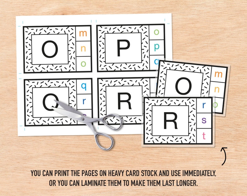 May include: A printable set of alphabet letter cards with black and white geometric patterns. The letters are in uppercase and are surrounded by a black border. The letters are O, P, Q, R.