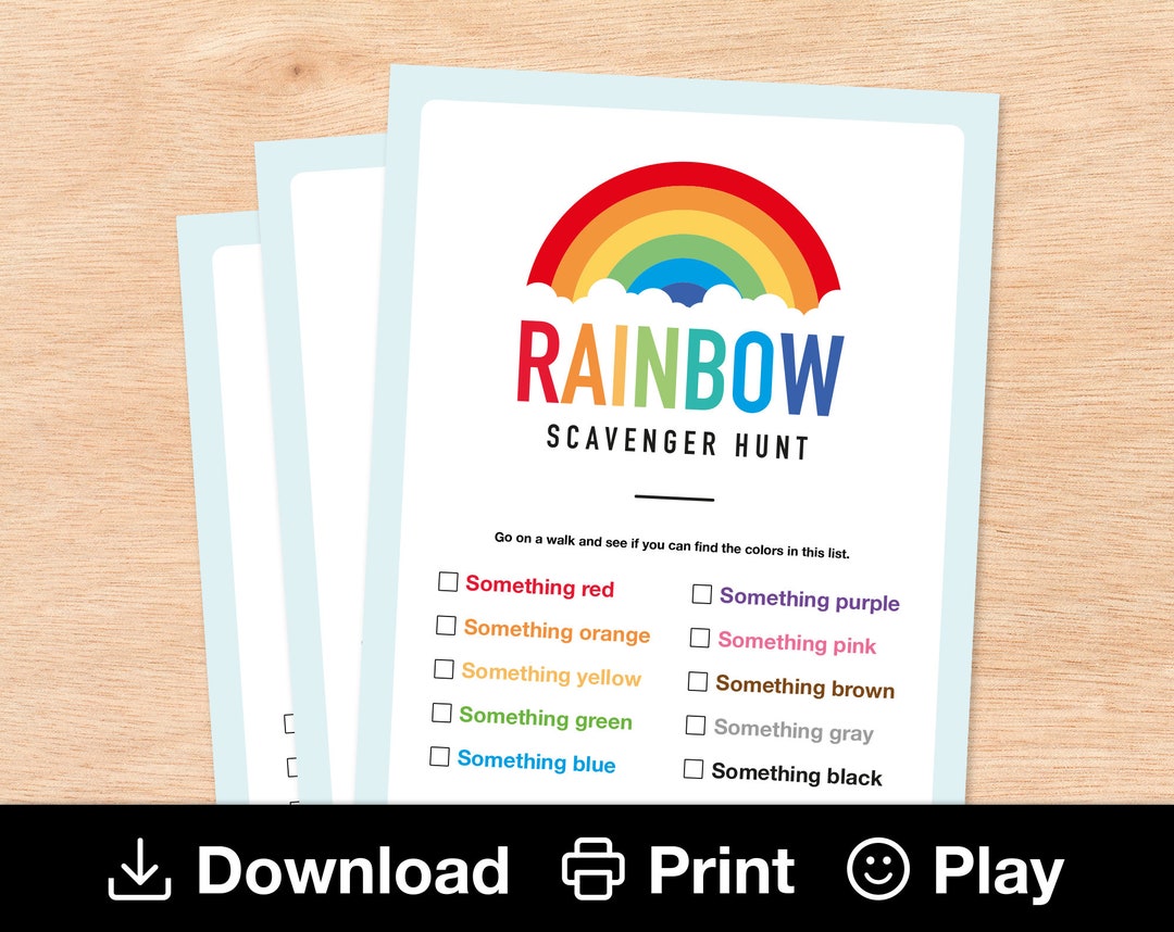 Rainbow Colors Scavenger Hunt Toddler & Preschool Learning