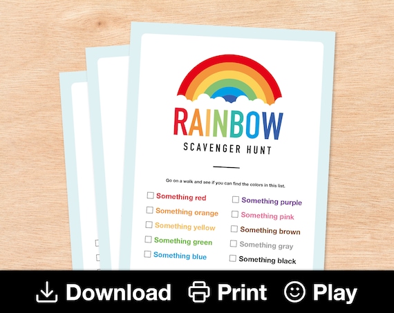Rainbow Colors Scavenger Hunt: Early Learning Activity (Digital Download)
