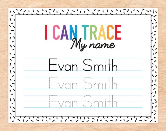 custom name tracing worksheet printable name tracing etsy