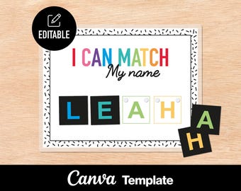 Name Matching Activity Bundle: Editable Canva Template (Digital Download)