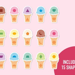 Ice Cream Shape Matching Game: Preschool Printable With 15 Shapes ...