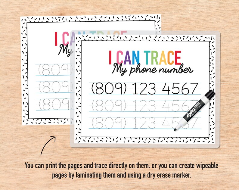 Custom Phone Number Tracing Worksheet Personalized Preschool Etsy