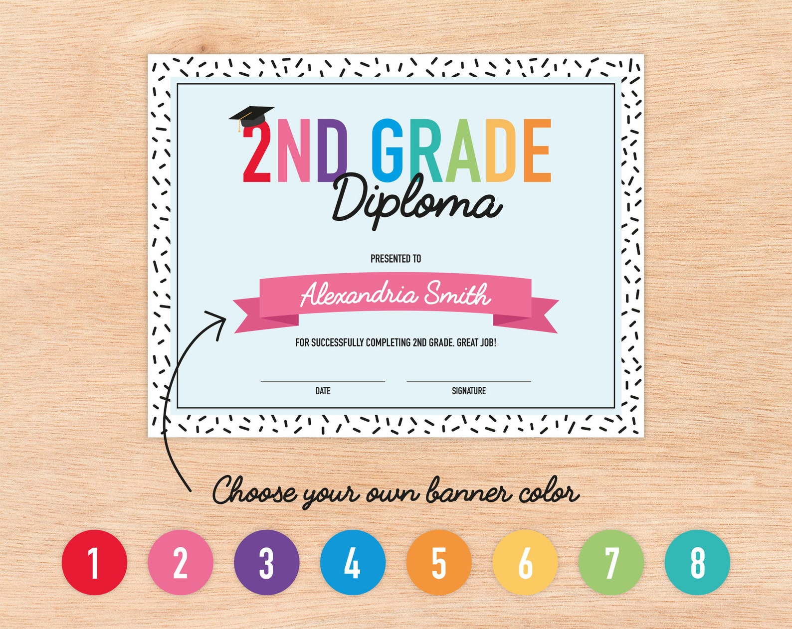 Personalized 2nd Grade Diploma Custom Printable Certificate | Etsy