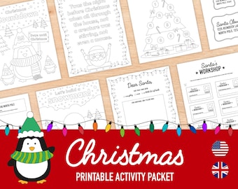 Printable Christmas Activities for PreK: Letter to Santa, Xmas Countdown, DIY Coloring Sign, Make a Snowman, Decorate a Tree (Count & Match)