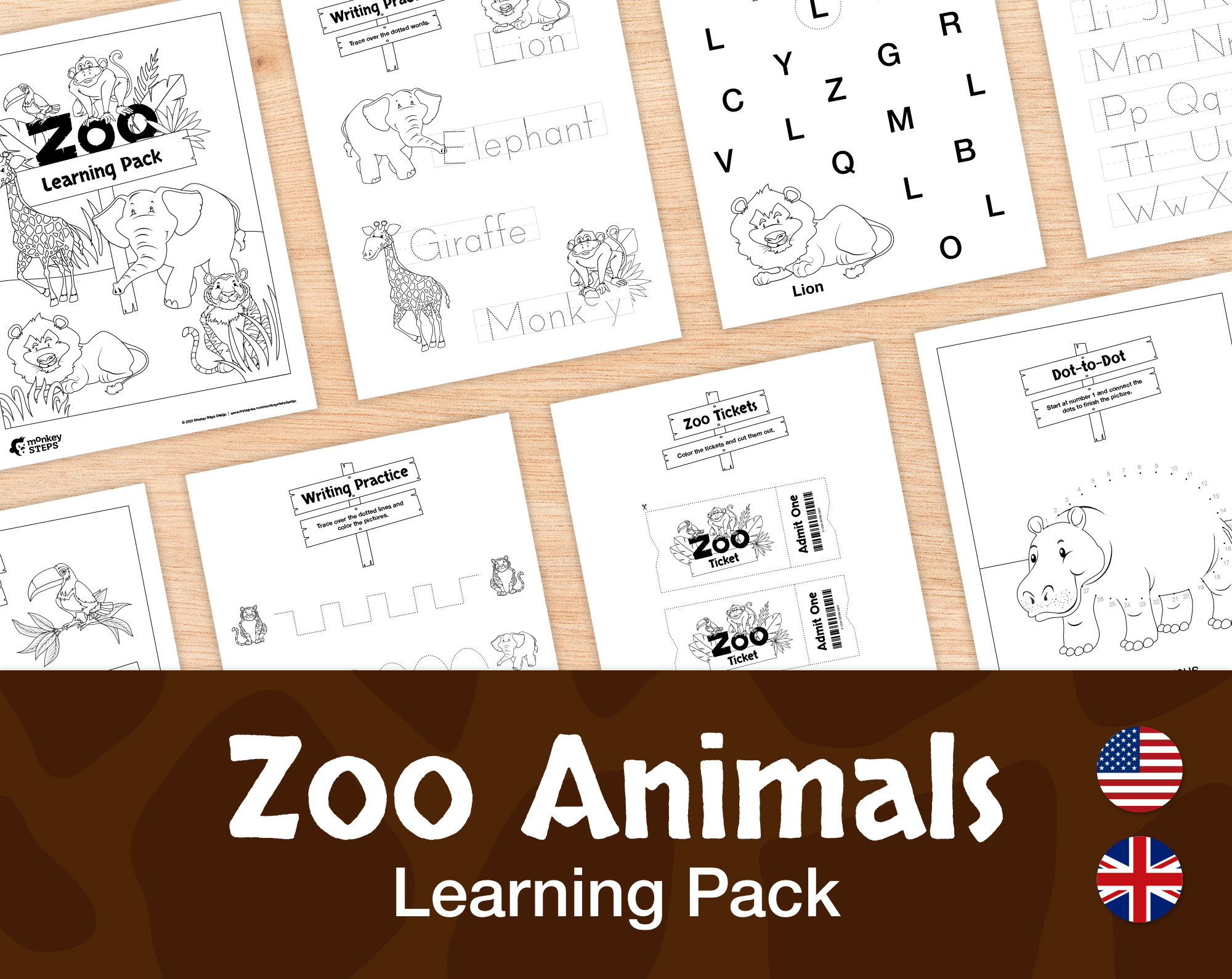 25 zoo animal themed worksheets activities for early etsy