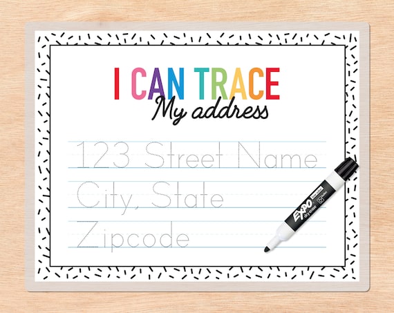 Custom Address Tracing Page Personalized Preschool Learning Etsy Custom Address Tracing Page Personalized Preschool Learning Etsy