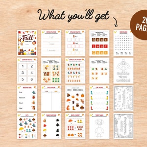 Fall Preschool Busy Binder Printables, Autumn Learning Packet, 20 Pages ...