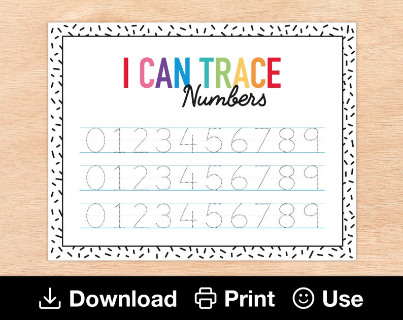printable number tracing worksheet 0 9 number writing etsy