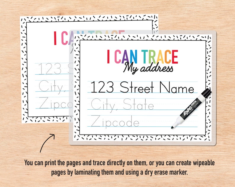 Custom Address Tracing Page Personalized Preschool Learning | Etsy