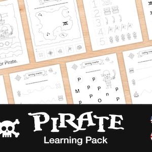 Piraten Lernpaket (20 Seiten): Arbeitsblätter und Aktivitäten für frühkindliches Lernen (digitaler Download)