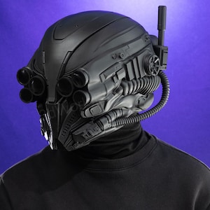 futuristic combat helmet dystopian aesthetic