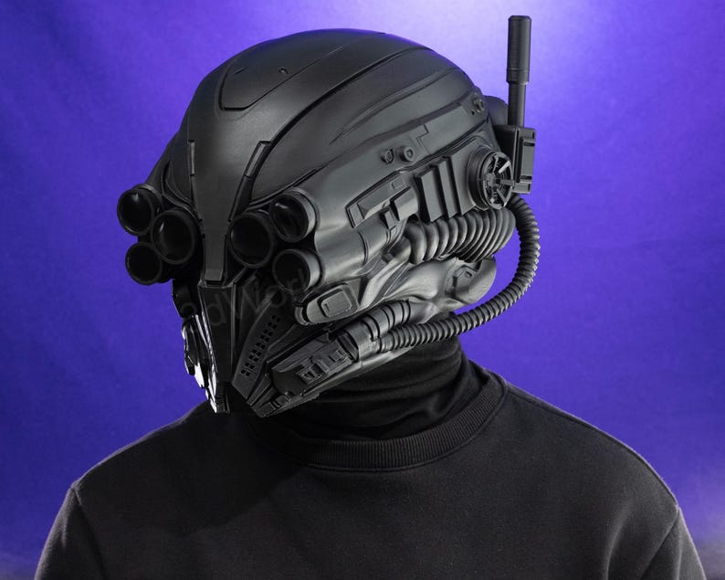 futuristic combat helmet dystopian aesthetic