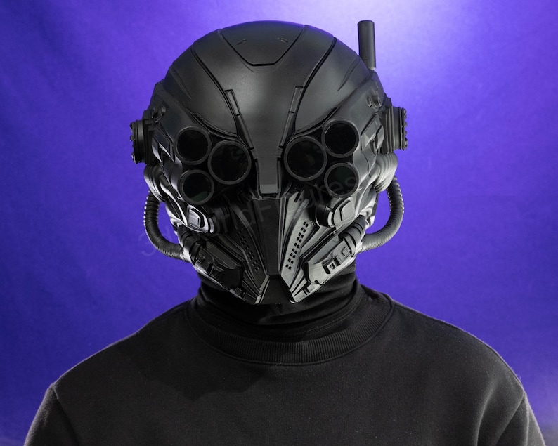 futuristic tactical helmet side view