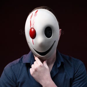 Creepy Smile Mask – Horror Cosplay Mask – Scary Halloween Mask – Bloody Eye Mask – Dark Masquerade Mask – Handmade Creepy Gift