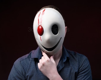 Creepy Smile Mask – Horror Cosplay Mask – Scary Halloween Mask – Bloody Eye Mask – Dark Masquerade Mask – Handmade Creepy Gift