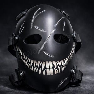 Hunter Mask – Black Scary Mask – Teeth Face Mask – Halloween Cosplay Mask – LARP Mask – Creepy Horror Mask – 3d Printed Mask Custom