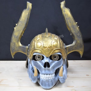Skull Warrior-helm – 3D-geprint gotisch pantser | Undead-cosplayhelm | Fantasie Vikingrekwisiet | Halloween-decor: schedelmasker