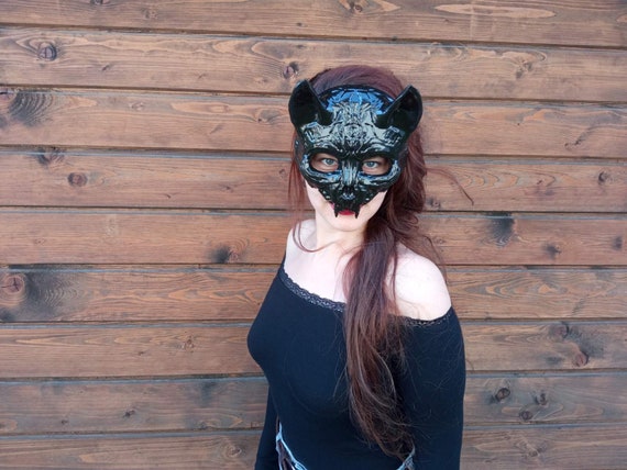 gesponsord Kust Opknappen Zwarte kat masker dier Halloween schedel masker vrouwen - Etsy België