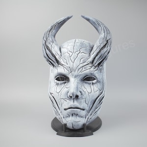 Demon Mask Horn for Cosplay & Halloween – Devil Mask Wearable Fantasy  – Gothic Horror Costume Prop – Hand Painted 3D Printed Mask