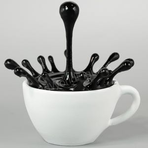 Kitchen Decoration - Splash Coffee Cup - Realistic Coffee Art - Coffee Lover Gift - Floating Coffee Cup Sculpture - 3D Printed Coffee Sculpt