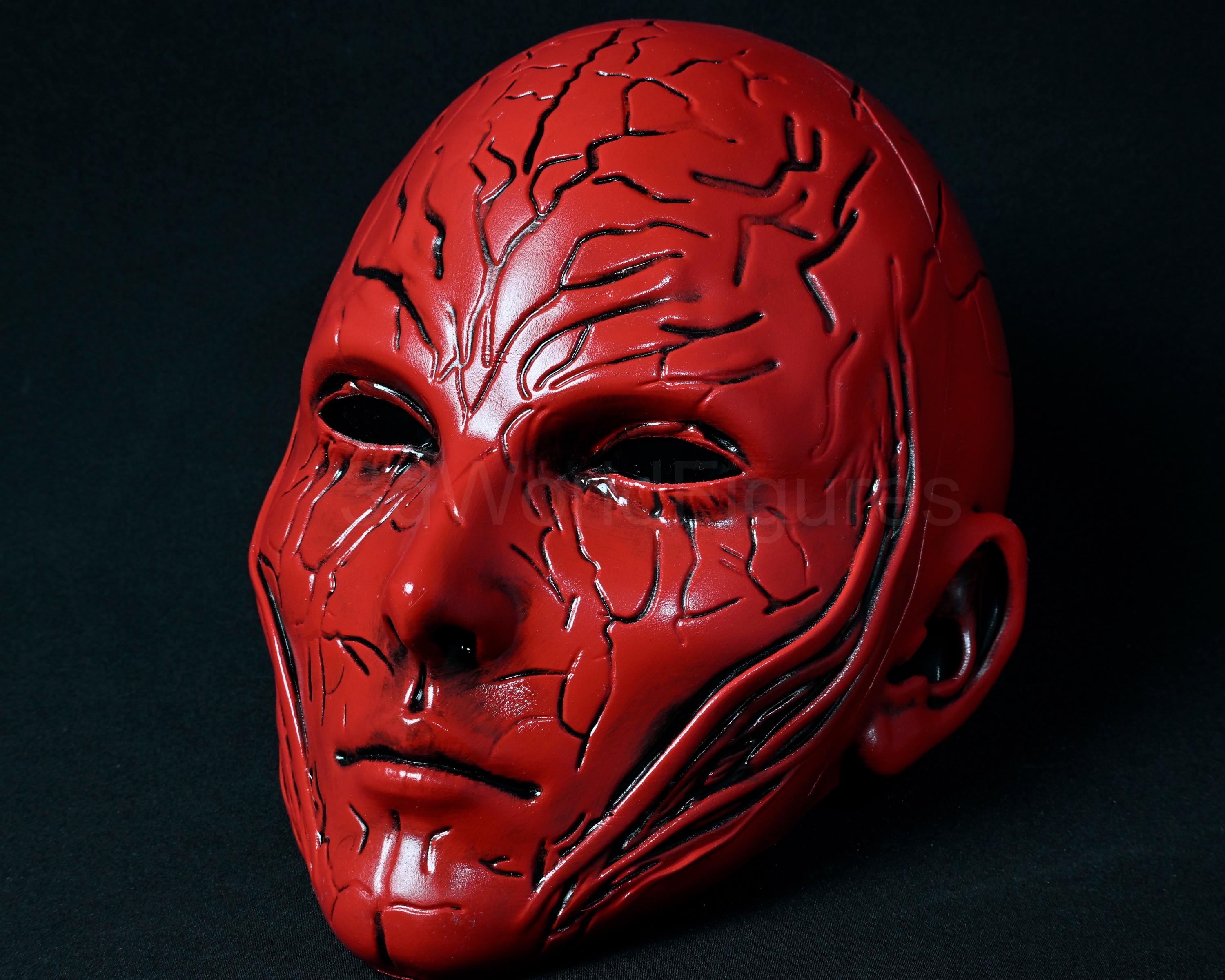 Occult Ritual Mask Occult Mask – Villain Costume – Red Horror Ritual Helmet – Gothic Demon ...