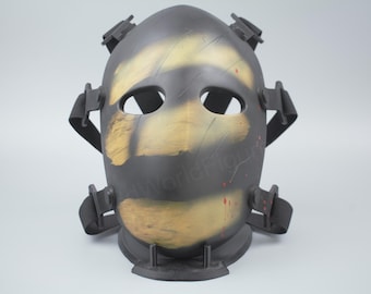 Tactical Skull Face Mask with Yellow Stripes – Wearable Cosplay & Airsoft Mask, Hand-Painted Horror Accessory