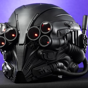 futuristic cyberpunk helmet black visor front view
