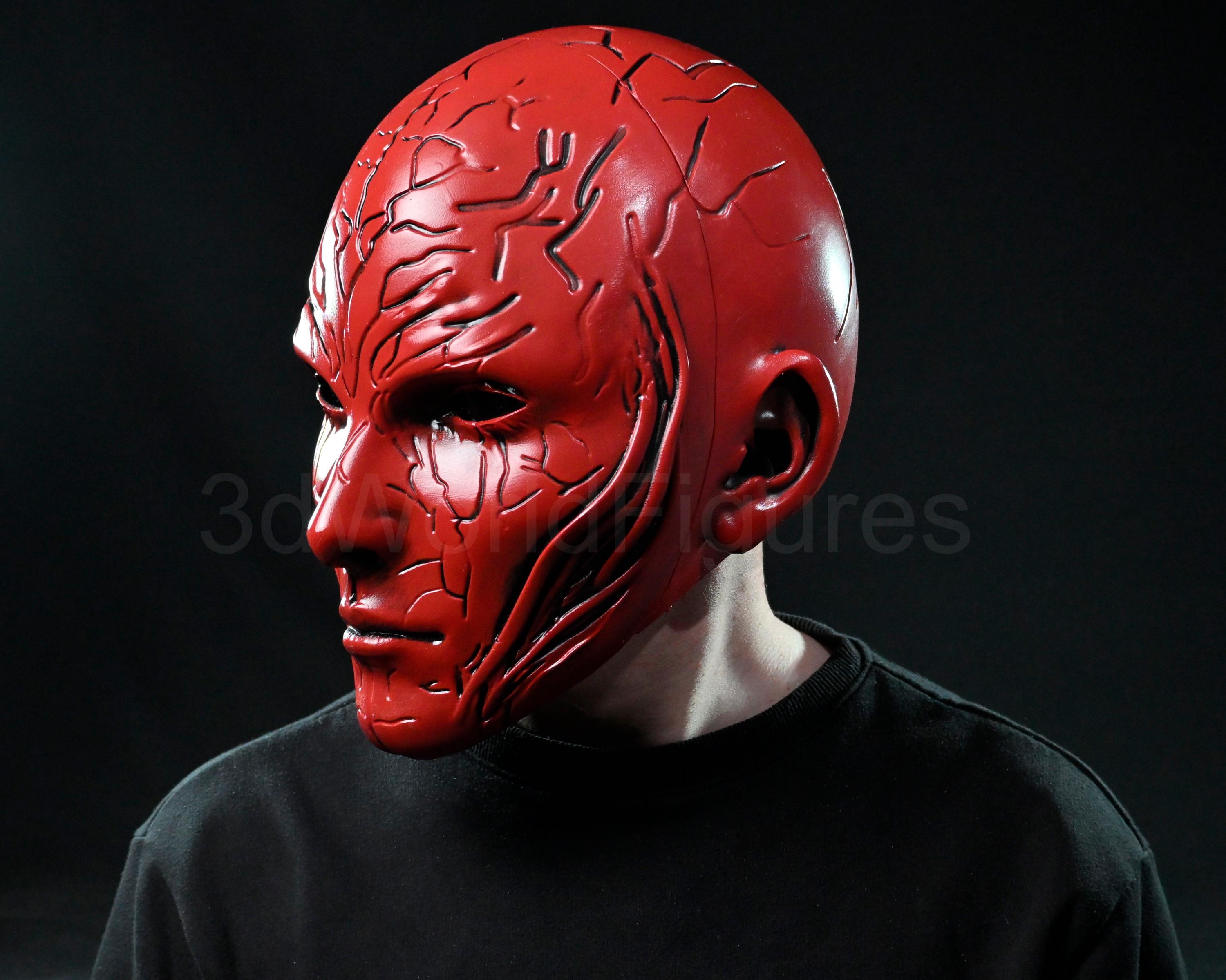 Occult Ritual Mask Occult Mask – Villain Costume – Red Horror Ritual Helmet – Gothic Demon ...