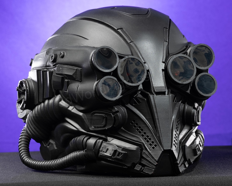 cyberpunk combat helmet detailed mechanical surface
