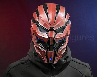 Cyberpunk Helmet – Red Mask Halloween – Airsoft Helmet Full Face – Glowing Mask – Futuristic Helmet  Cosplay – Wearable Costume Mask Helmet