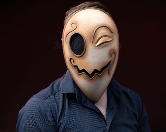 Maschera da cosplay inquietante – Maschera da cosplay horror – Maschera spaventosa di Halloween – Maschera da mascheramento gotica – Accessorio per costume unico fatto a mano – Maschera ammiccante