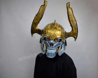 Gold Helm Masquerade Maske Männer Gold Gothic Helm Krieger Helm Replik Halloween Helm für Kostüm gruseligen Helm Schädel Helm