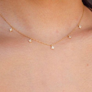 Gold Diamond Pendant Necklace / Diamond Necklace for Her, Birthday Gift, Dainty Diamond, Tiny Diamond Necklace