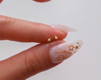 Tiny Lightning Stud Earring/ Star, Moon, Cloud, Astrology, Horoscope, Dainty, Modern, Minimal, Christmas, Birthday Gift, Valentines
