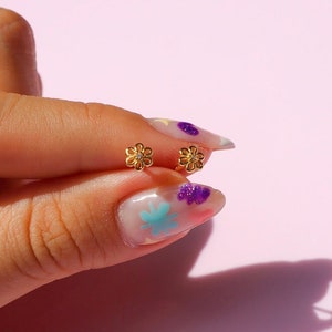 Tiny Flower Earrings, Dainty, CZ, Second Hole, Cartilage, Stack, Birthday Gift, Valentines Gift, For Her, Women Earring