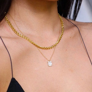 Baguette Pendant Necklace/ Pendant, Gold Necklace, Dainty, Modern, Minimal, Beautiful,  Christmas, Birthday Gift
