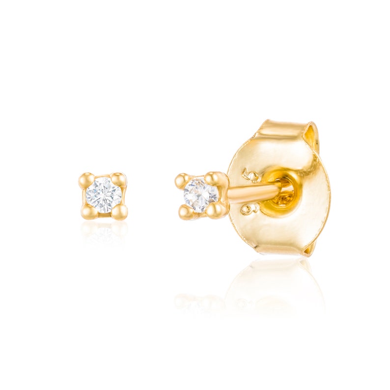 Dainty Tiny Diamond Earring/ Pave, Earring, tiny, dainty, modern, minimal, cute, christmas, mini, small, birthday, gift, Valentines Gift image 8