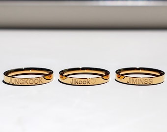 CUSTOM ENGRAVED RING/Personalized Ring, Hangul, Engraved Ring, Kpop, Bias, Song