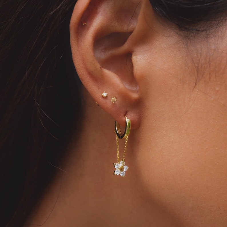 Dainty Tiny Diamond Earring/ Pave, Earring, tiny, dainty, modern, minimal, cute, christmas, mini, small, birthday, gift, Valentines Gift image 2
