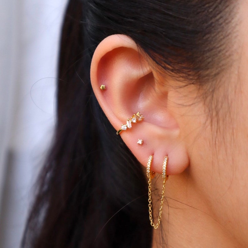 Dainty Tiny Diamond Earring/ Pave, Earring, tiny, dainty, modern, minimal, cute, christmas, mini, small, birthday, gift, Valentines Gift image 7