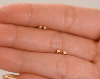 Tiny Diamond, Starburst Earrings/ Star, Moon, Cloud, Astrology, Horoscope, Dainty, Modern, Minimal, Christmas, Birthday Gift